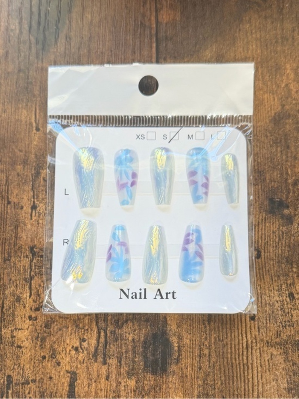 Nail Art Blue & Purple Floral Press-On Nails